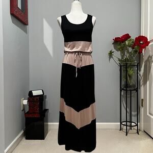 NEW The Hanger Colorblock Striped Chevron Draped Tie Sleeveless Maxi Dress M